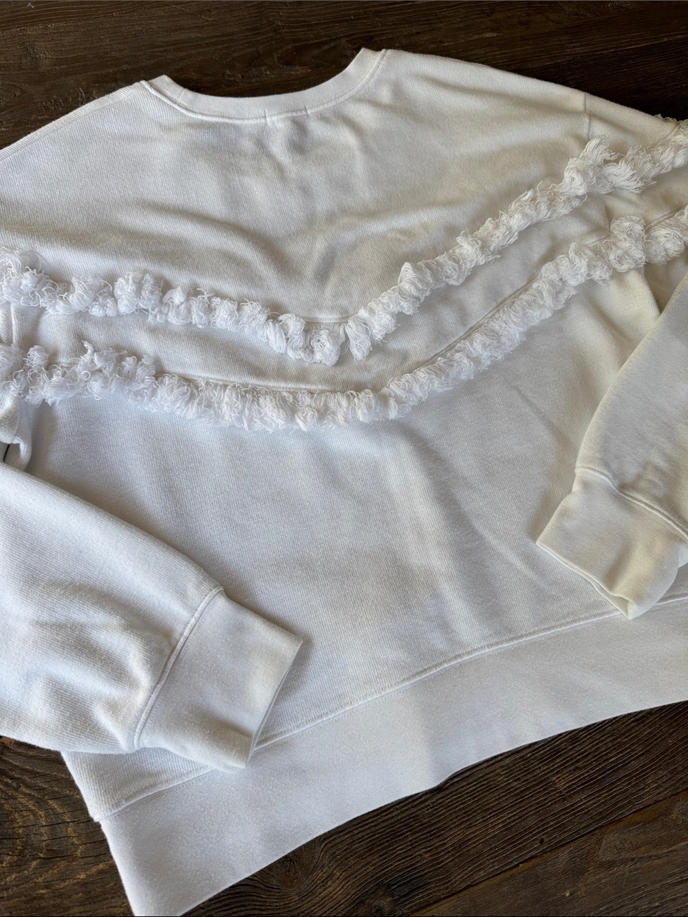 Rails Kinsey white French Terry sweatshirt sweater fringed detail EUC size L - Picture 8 of 8